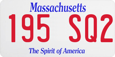 MA license plate 195SQ2