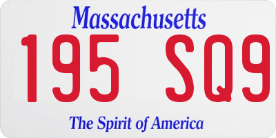 MA license plate 195SQ9