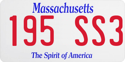 MA license plate 195SS3