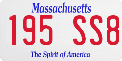 MA license plate 195SS8