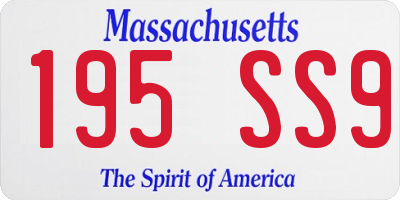 MA license plate 195SS9