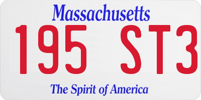MA license plate 195ST3