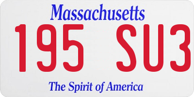 MA license plate 195SU3