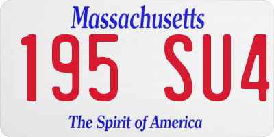 MA license plate 195SU4