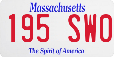MA license plate 195SW0
