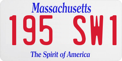 MA license plate 195SW1