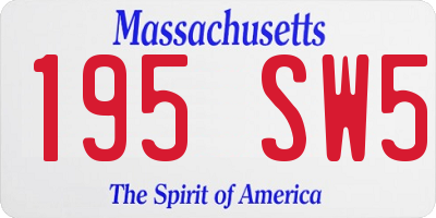 MA license plate 195SW5
