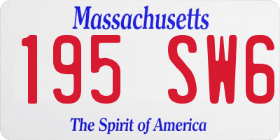 MA license plate 195SW6