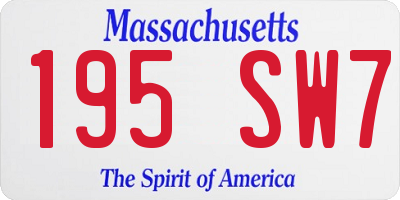 MA license plate 195SW7