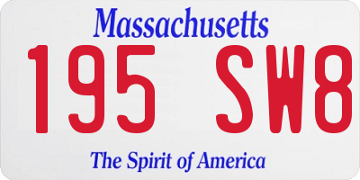 MA license plate 195SW8