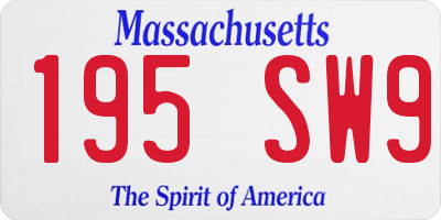 MA license plate 195SW9