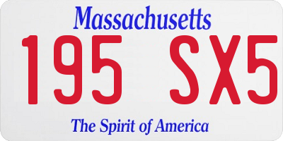 MA license plate 195SX5