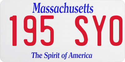 MA license plate 195SY0