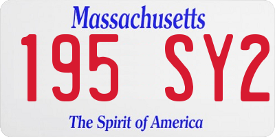 MA license plate 195SY2