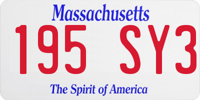 MA license plate 195SY3