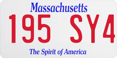 MA license plate 195SY4