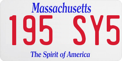 MA license plate 195SY5