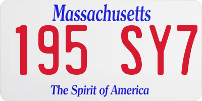 MA license plate 195SY7