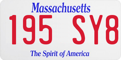 MA license plate 195SY8