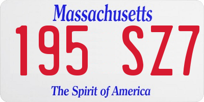 MA license plate 195SZ7