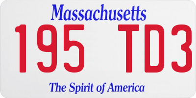 MA license plate 195TD3