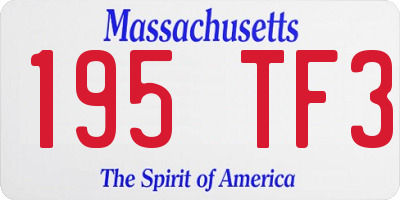 MA license plate 195TF3