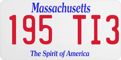 MA license plate 195TI3