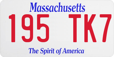 MA license plate 195TK7
