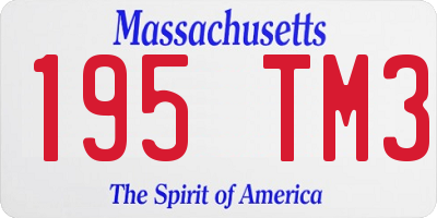 MA license plate 195TM3