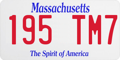 MA license plate 195TM7