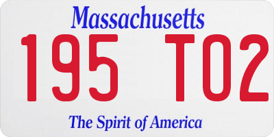 MA license plate 195TO2