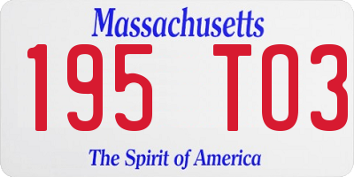 MA license plate 195TO3