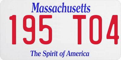 MA license plate 195TO4