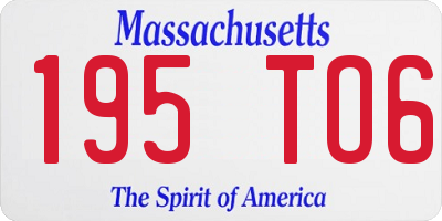 MA license plate 195TO6