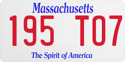 MA license plate 195TO7
