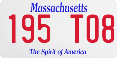 MA license plate 195TO8