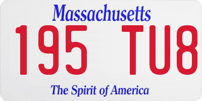 MA license plate 195TU8