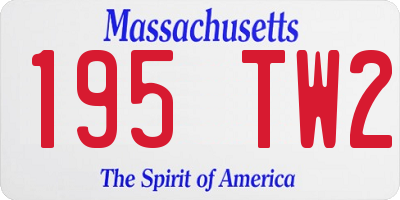 MA license plate 195TW2