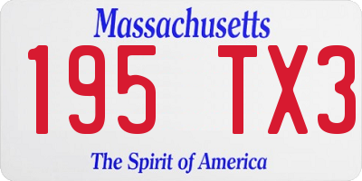 MA license plate 195TX3