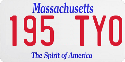 MA license plate 195TY0