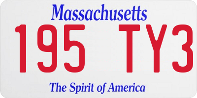 MA license plate 195TY3