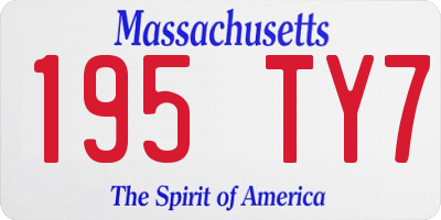 MA license plate 195TY7