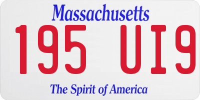 MA license plate 195UI9