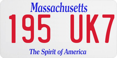 MA license plate 195UK7