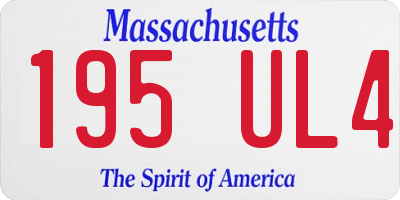 MA license plate 195UL4