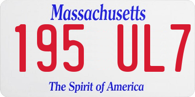 MA license plate 195UL7
