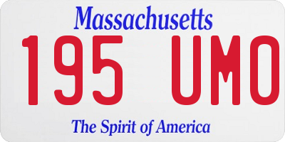 MA license plate 195UM0