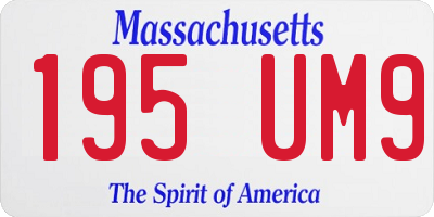 MA license plate 195UM9