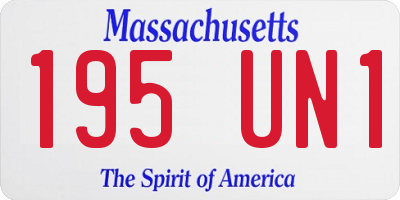 MA license plate 195UN1