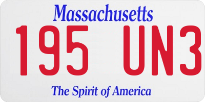 MA license plate 195UN3